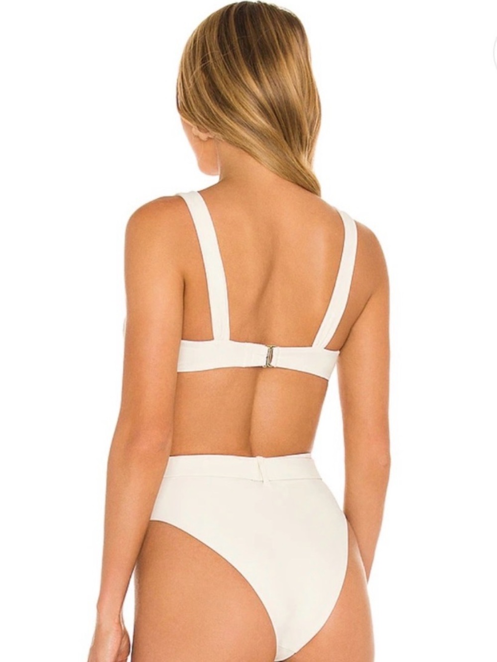 Tularosa Ivory High Waisted Bikini Set Size Small Underwire Top Ruched Bottoms - Picture 2 of 6